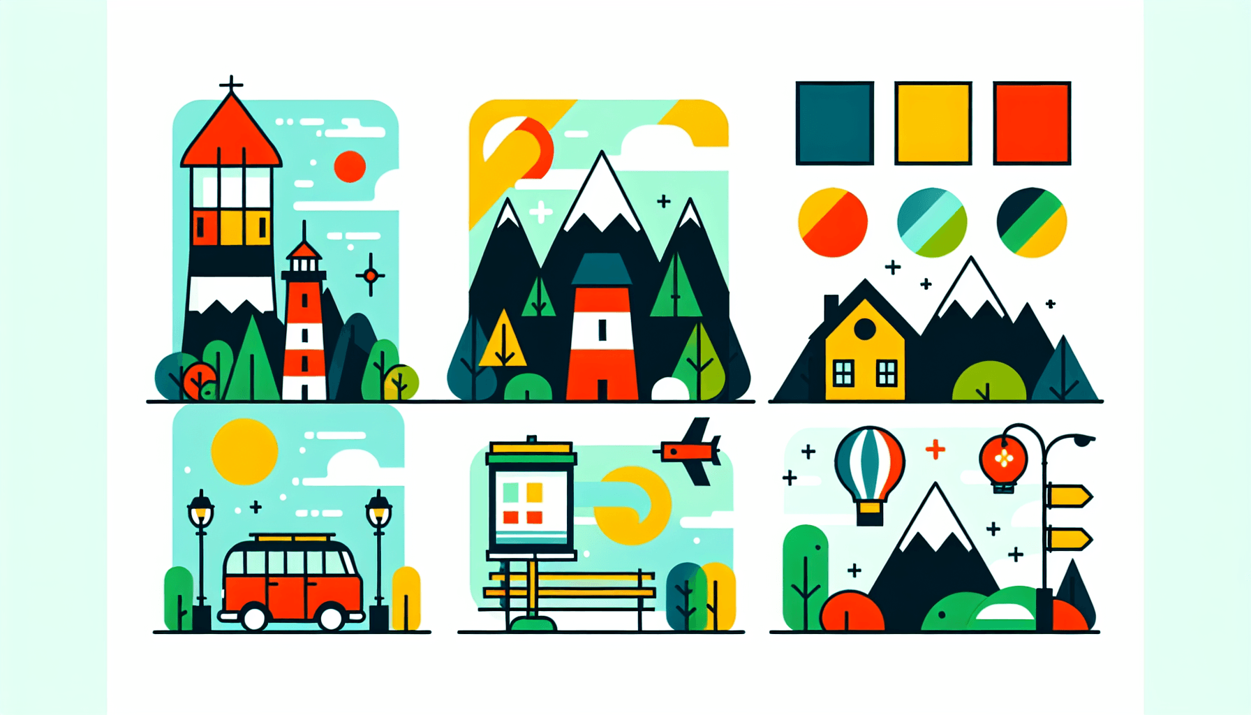 Form in flat illustration style and white background, red #f47574, green #88c7a8, yellow #fcc44b, and blue #645bc8 colors.