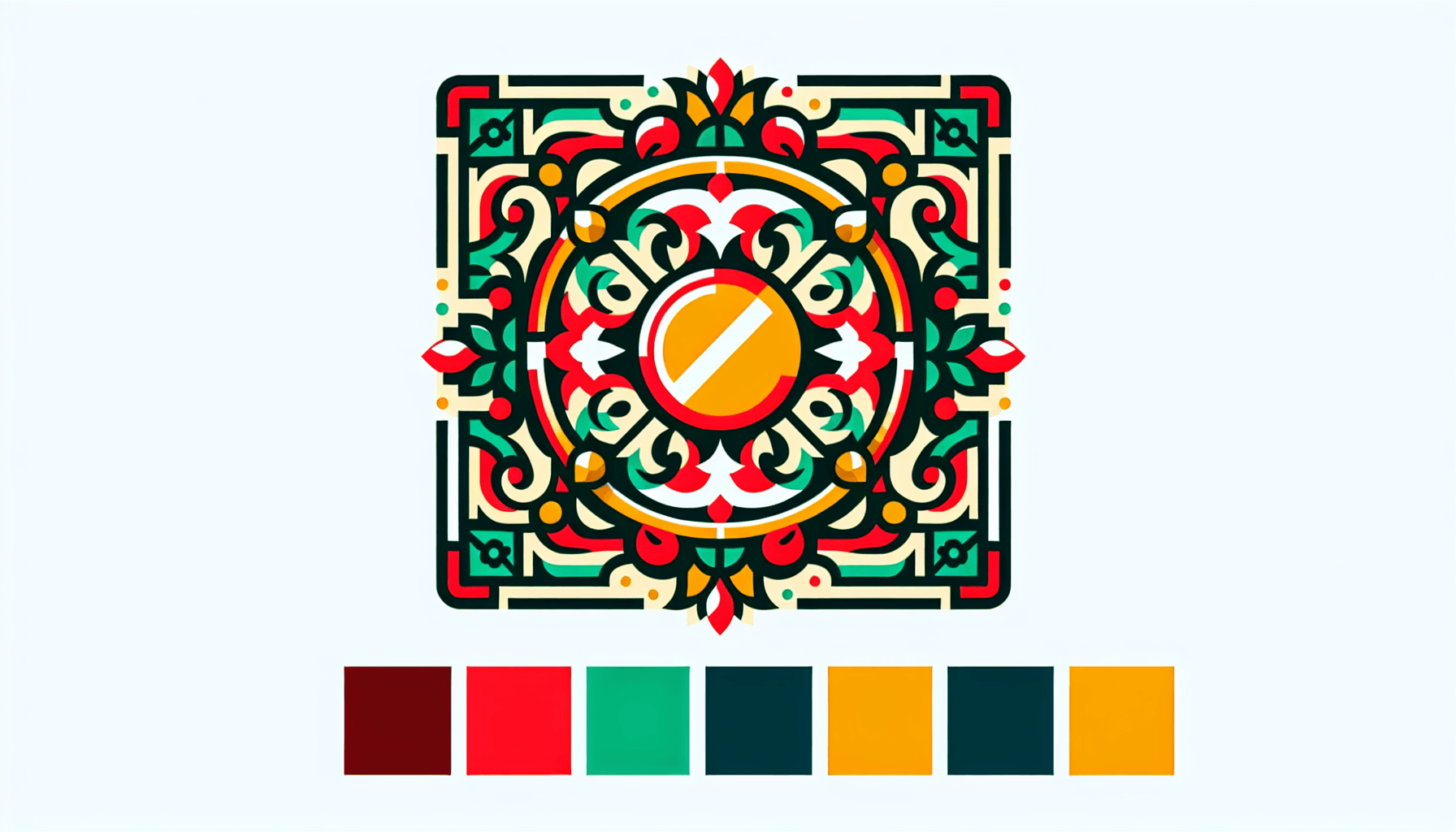 Mirror in flat illustration style and white background, red #f47574, green #88c7a8, yellow #fcc44b, and blue #645bc8 colors.