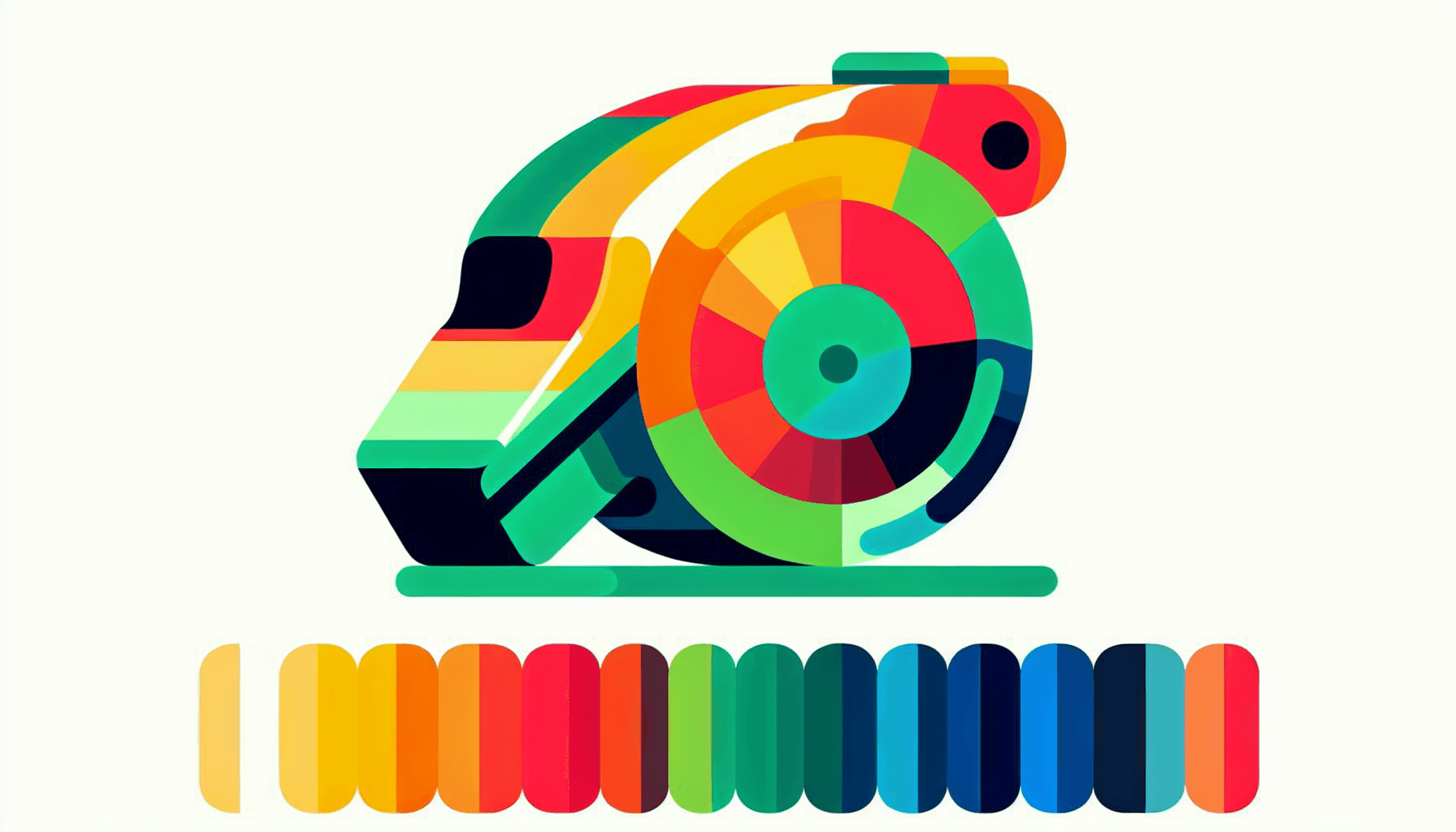 Whistle in flat illustration style and white background, red #f47574, green #88c7a8, yellow #fcc44b, and blue #645bc8 colors.