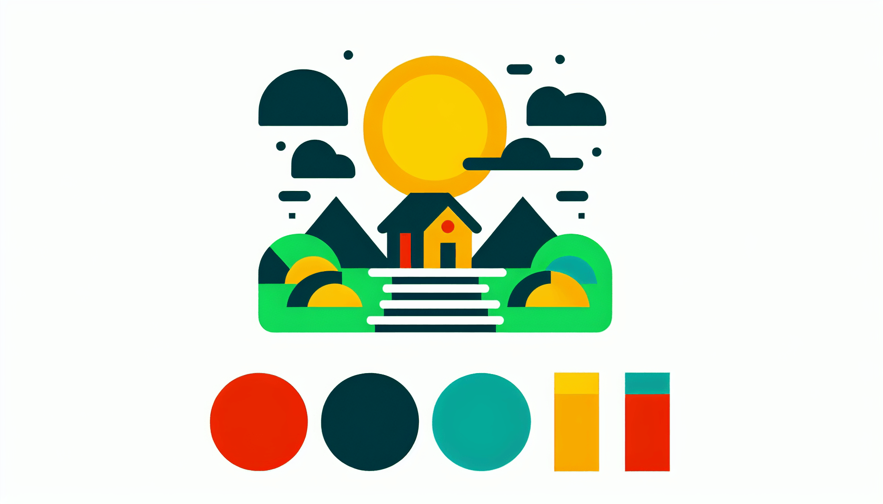 Differentiation in flat illustration style and white background, red #f47574, green #88c7a8, yellow #fcc44b, and blue #645bc8 colors.