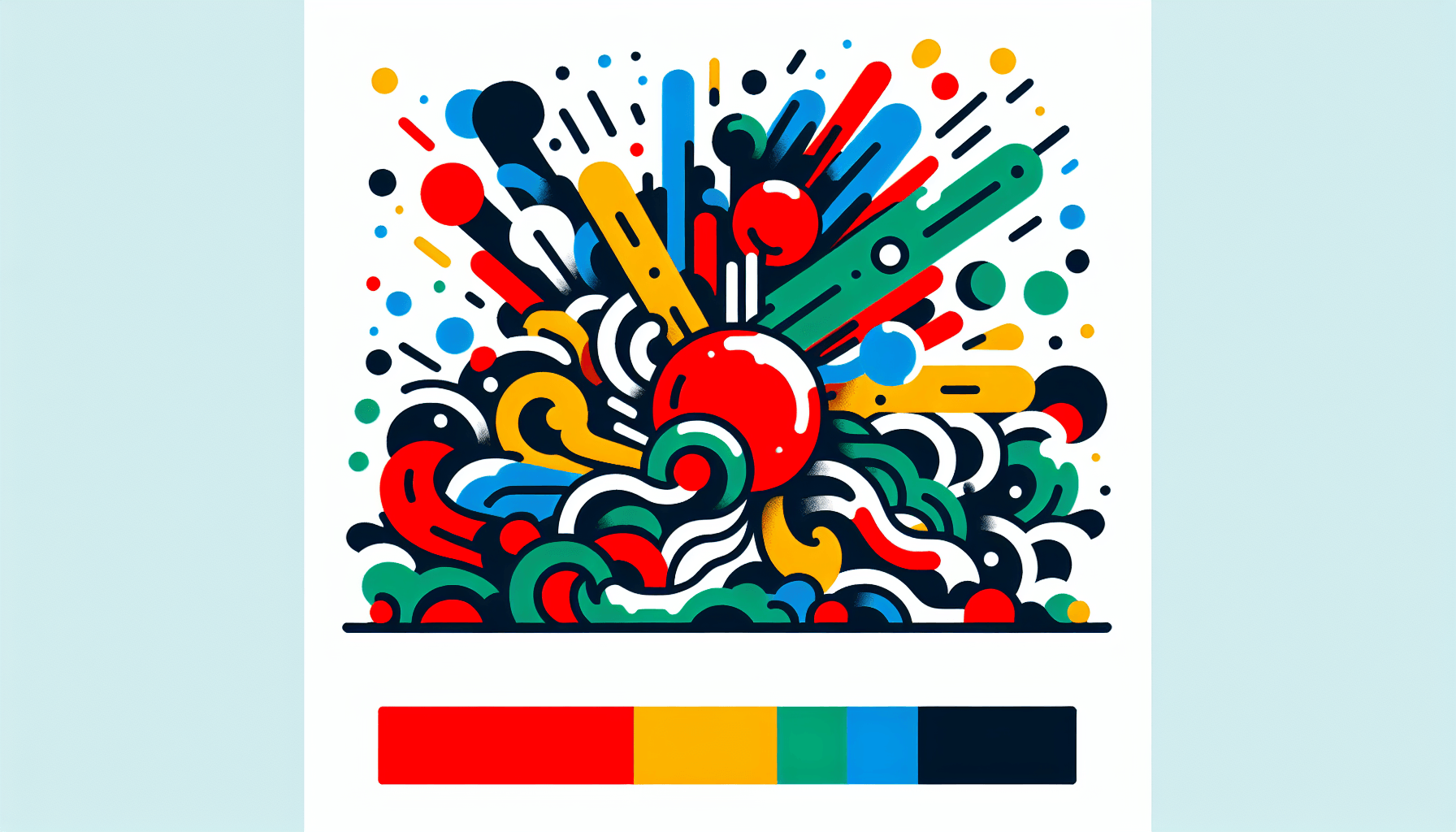 Disruption in flat illustration style and white background, red #f47574, green #88c7a8, yellow #fcc44b, and blue #645bc8 colors.