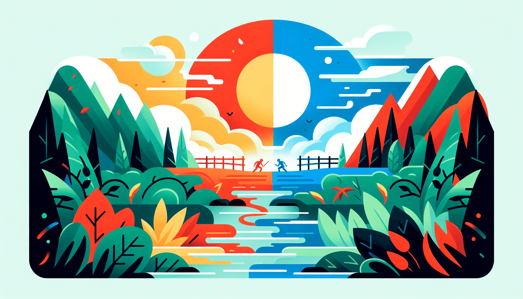 Leading rival in flat illustration style and white background, red #f47574, green #88c7a8, yellow #fcc44b, and blue #645bc8 colors.