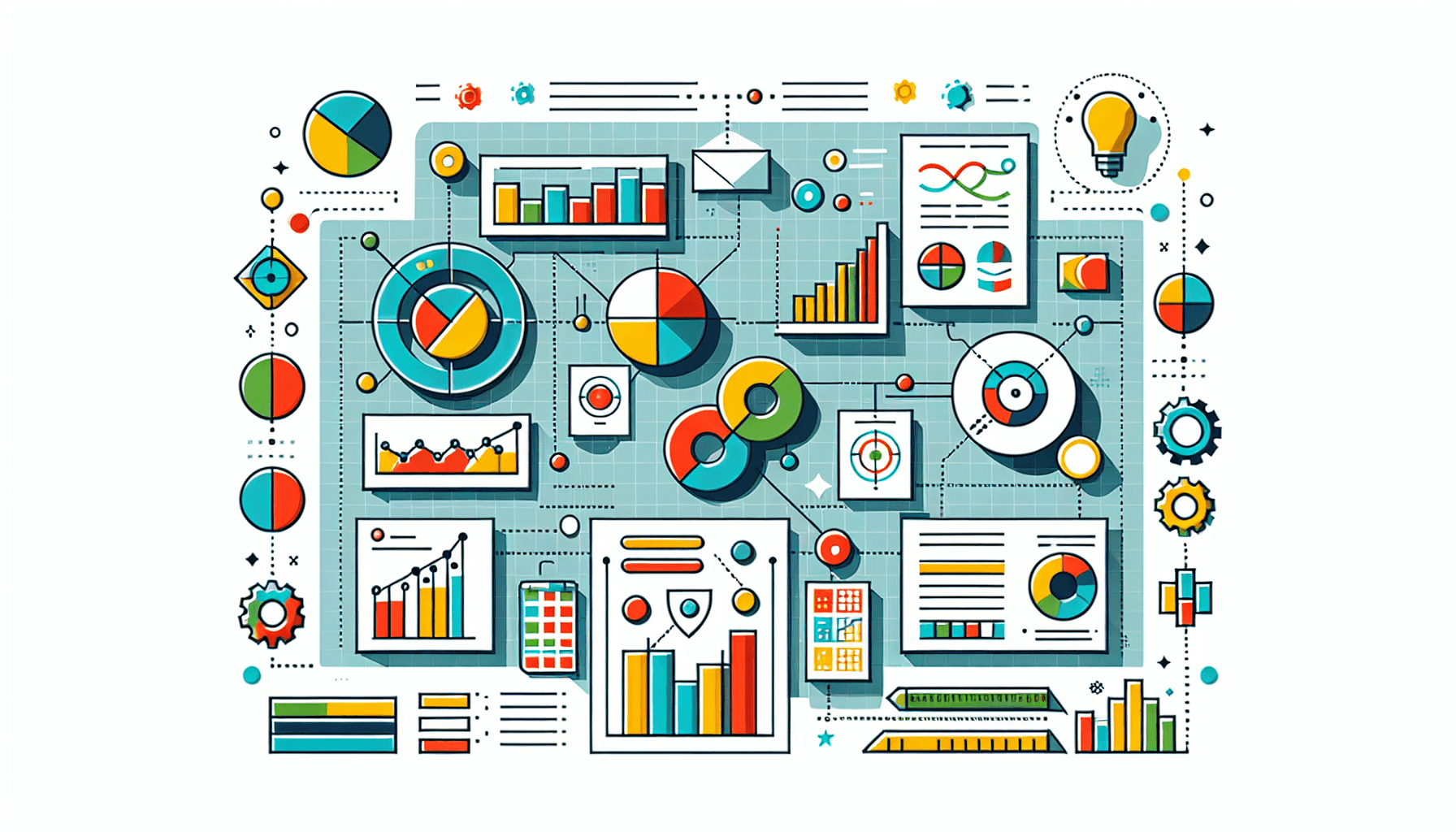 Airbnb business strategy -> Blueprint in flat illustration style and white background, red #f47574, green #88c7a8, yellow #fcc44b, and blue #645bc8 colors.