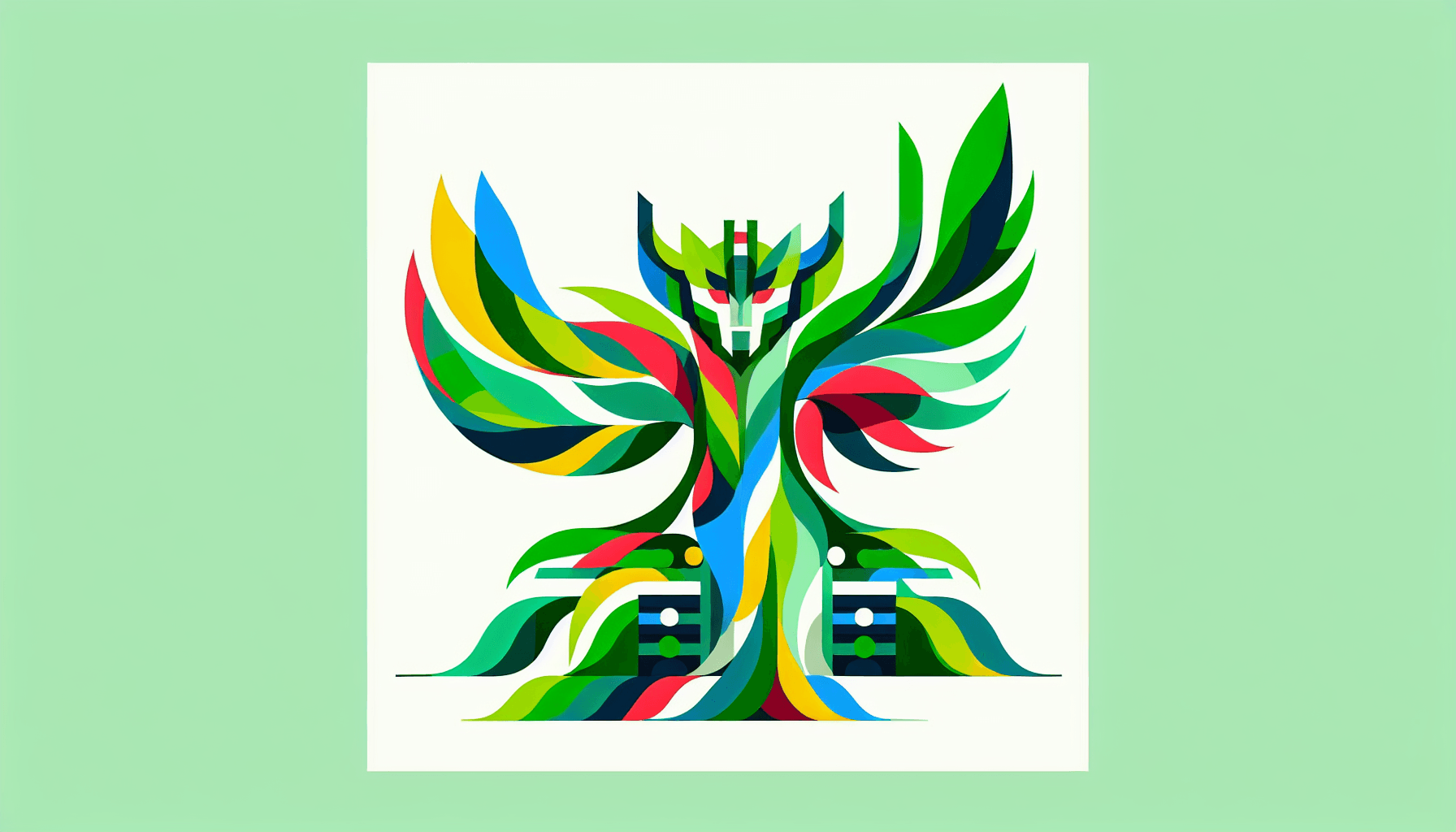 Hybrid -> Transformer in flat illustration style and white background, red #f47574, green #88c7a8, yellow #fcc44b, and blue #645bc8 colors.