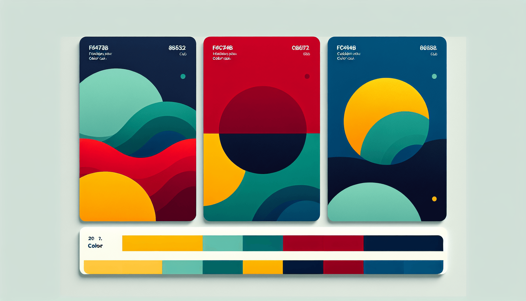 Trendboard in flat illustration style and white background, red #f47574, green #88c7a8, yellow #fcc44b, and blue #645bc8 colors.