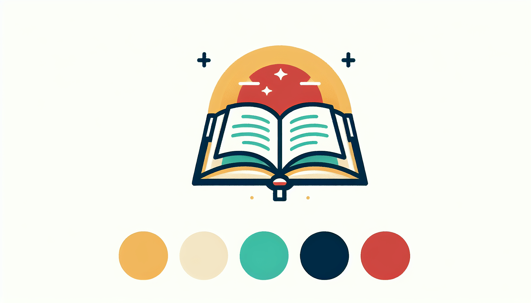 Education -> Open book in flat illustration style and white background, red #f47574, green #88c7a8, yellow #fcc44b, and blue #645bc8 colors.