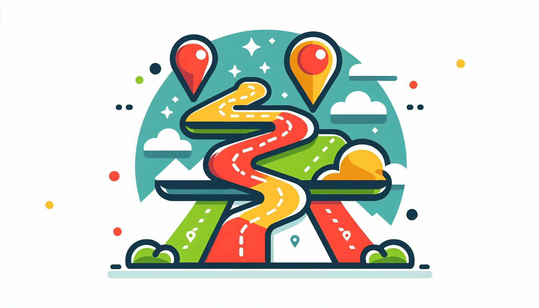 Expansion roadmap in flat illustration style and white background, red #f47574, green #88c7a8, yellow #fcc44b, and blue #645bc8 colors.