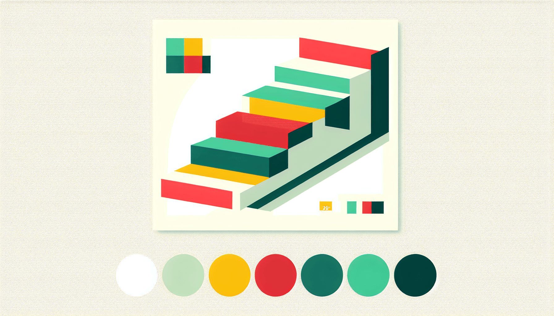 Steps in flat illustration style and white background, red #f47574, green #88c7a8, yellow #fcc44b, and blue #645bc8 colors.