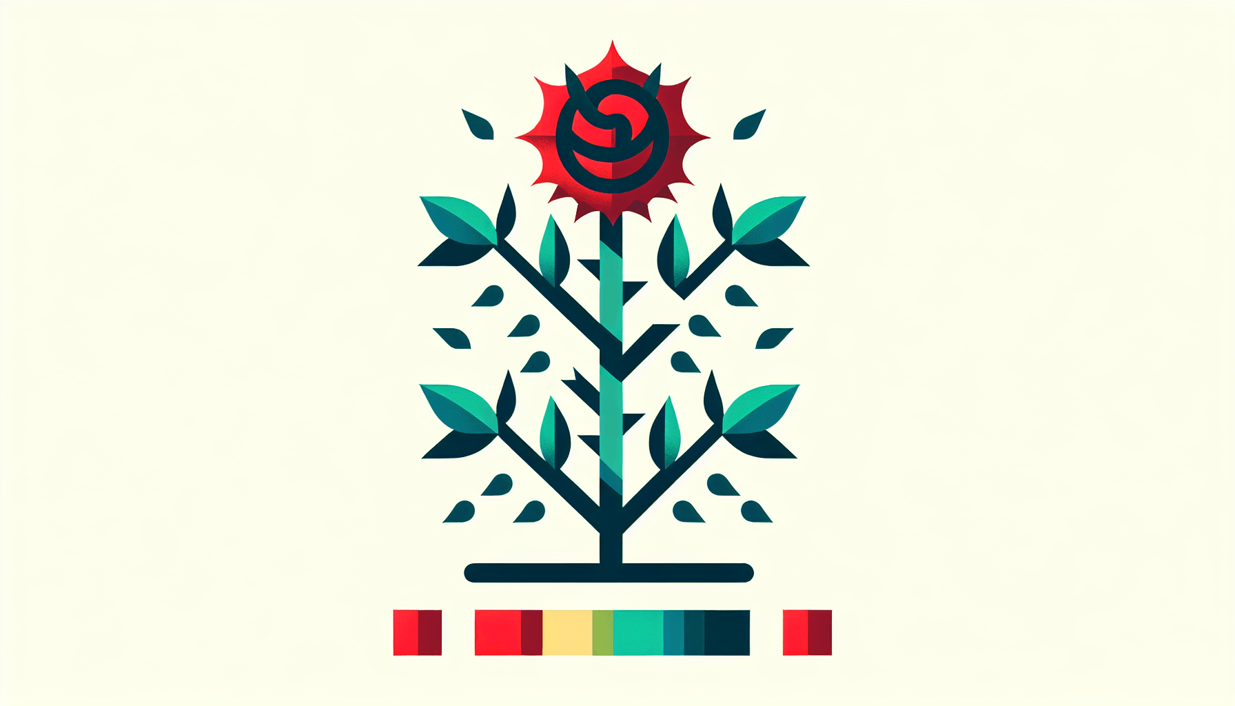 Shopify competitor -> Thorn in flat illustration style and white background, red #f47574, green #88c7a8, yellow #fcc44b, and blue #645bc8 colors.