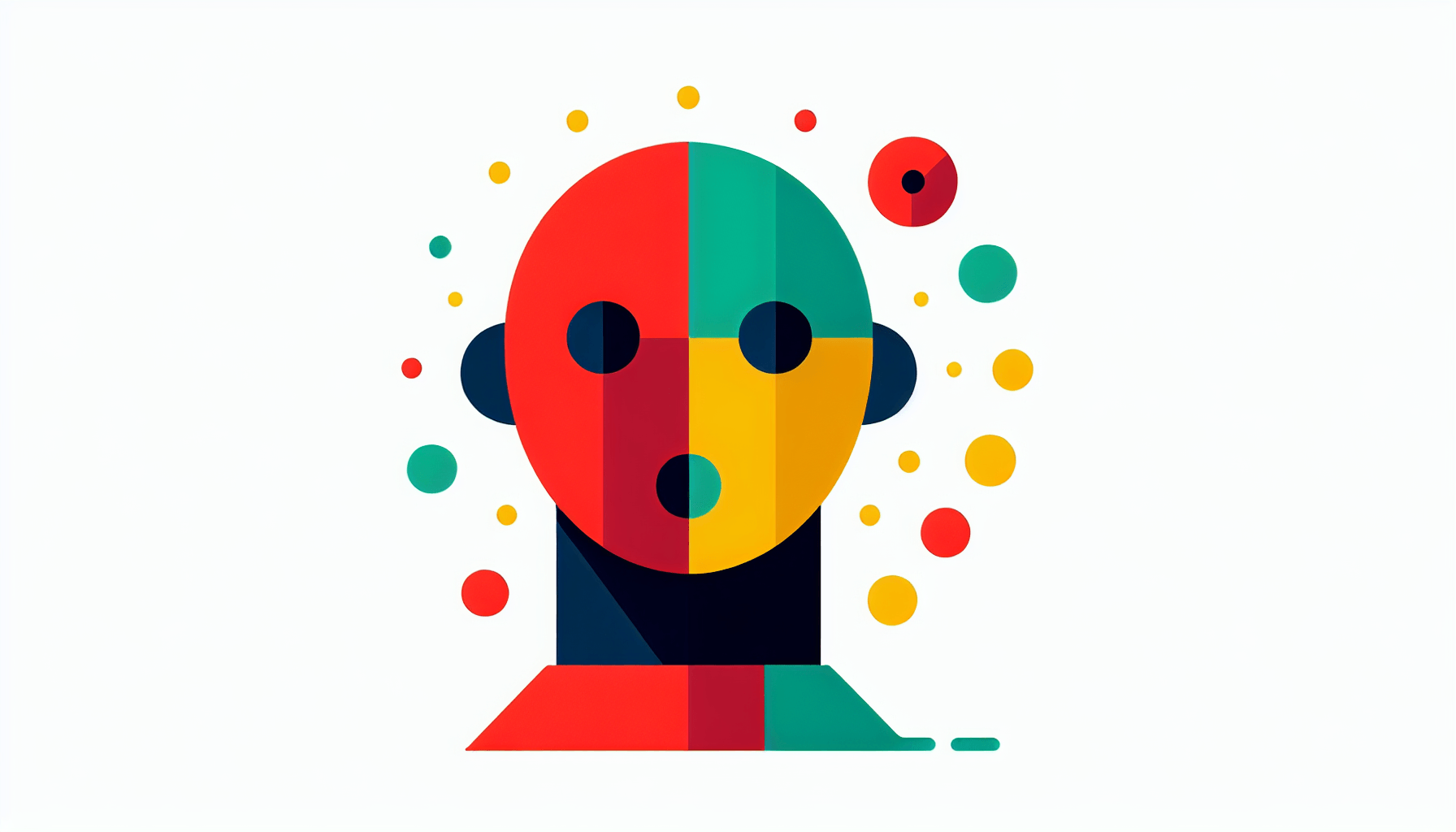 AI Voice -> Echo in flat illustration style and white background, red #f47574, green #88c7a8, yellow #fcc44b, and blue #645bc8 colors.