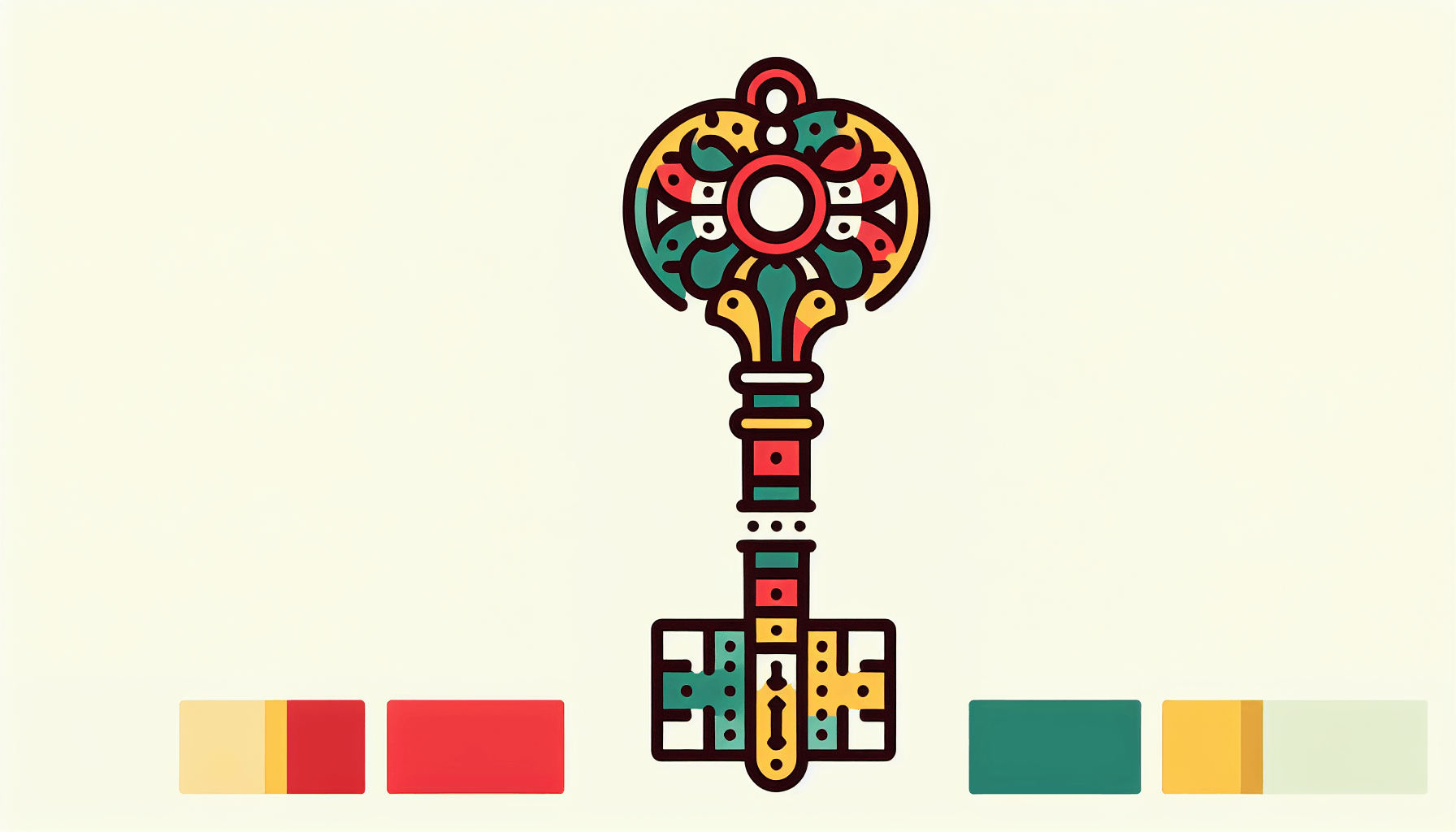 Conviértete en -> Clave en estilo de ilustración plana y fondo blanco, colores rojo #f47574, verde #88c7a8, amarillo #fcc44b y azul #645bc8.