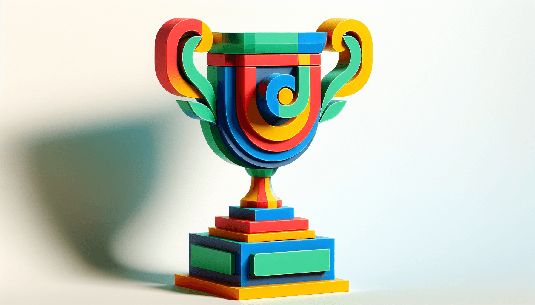 #1 music streaming service -> Trophy in flat illustration style and white background, red #f47574, green #88c7a8, yellow #fcc44b, and blue #645bc8 colors.