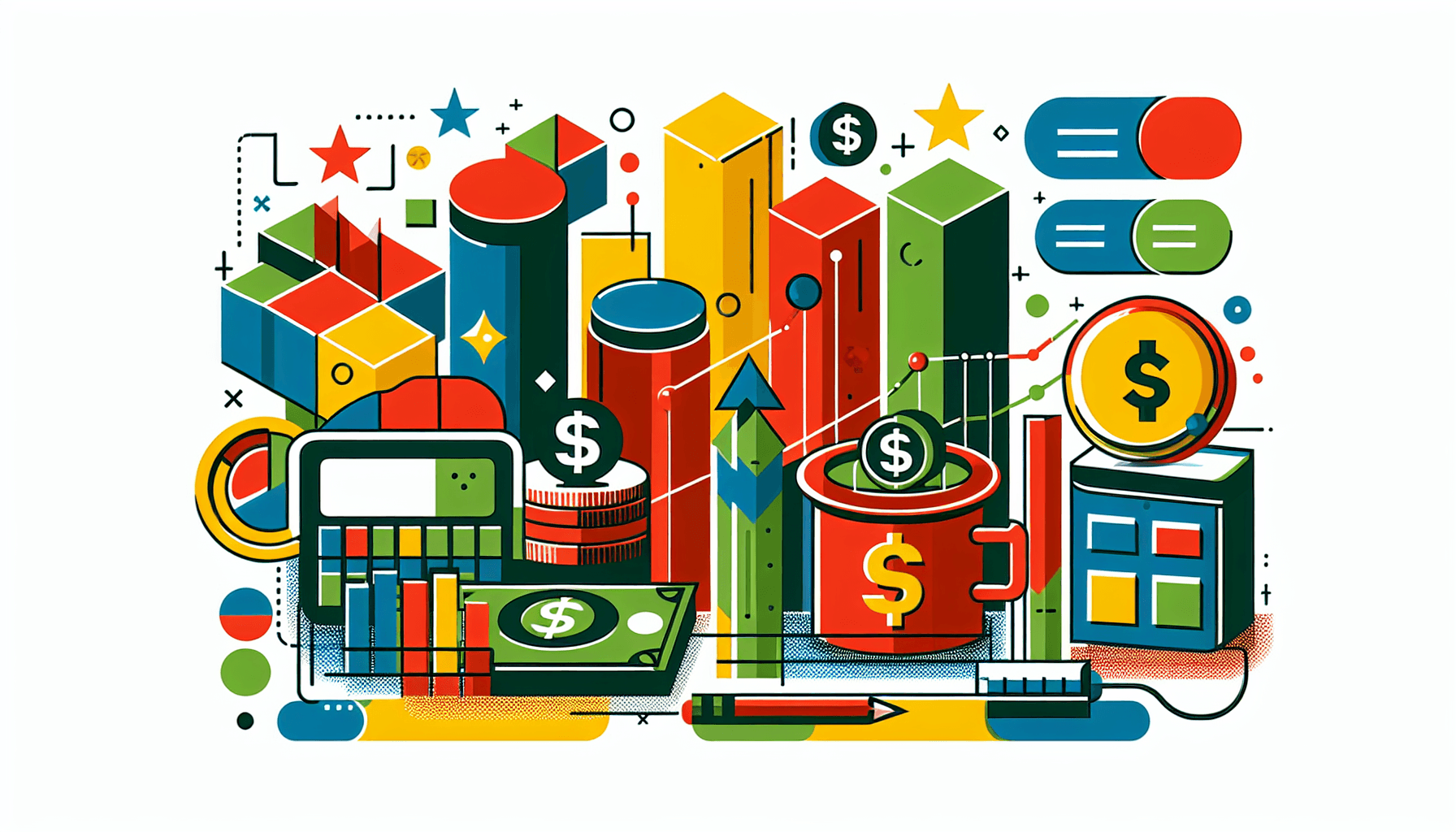 Value proposition in flat illustration style and white background, red #f47574, green #88c7a8, yellow #fcc44b, and blue #645bc8 colors.
