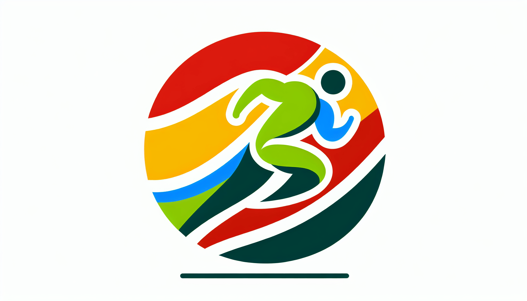Nike's reputation -> Athletic symbol in flat illustration style and white background, red #f47574, green #88c7a8, yellow #fcc44b, and blue #645bc8 colors.