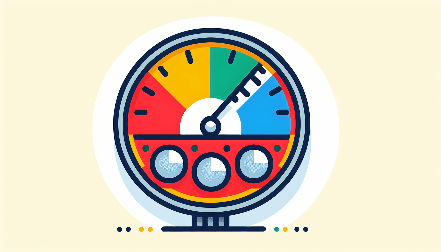 Operations Management Adjustments -> Calibration tool in flat illustration style and white background, red #f47574, green #88c7a8, yellow #fcc44b, and blue #645bc8 colors.