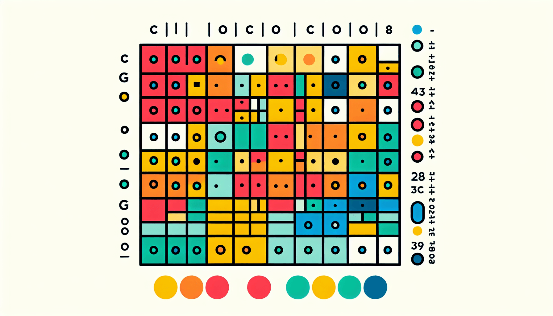 Options grid in flat illustration style and white background, red #f47574, green #88c7a8, yellow #fcc44b, and blue #645bc8 colors.