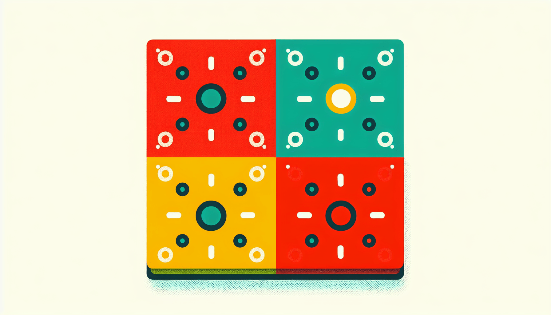 Textiles -> Fabric in flat illustration style and white background, red #f47574, green #88c7a8, yellow #fcc44b, and blue #645bc8 colors.