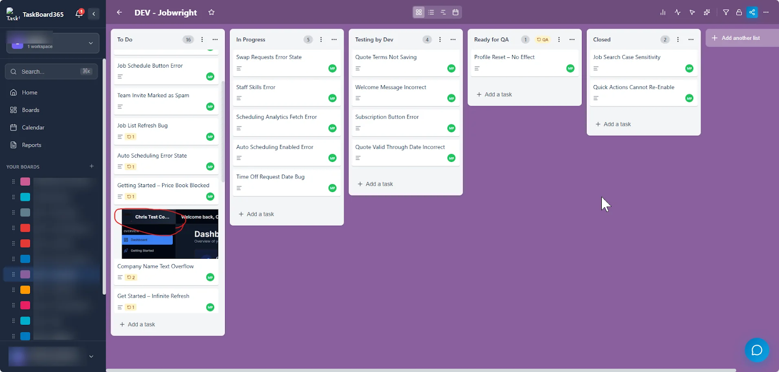 Interface of Trello