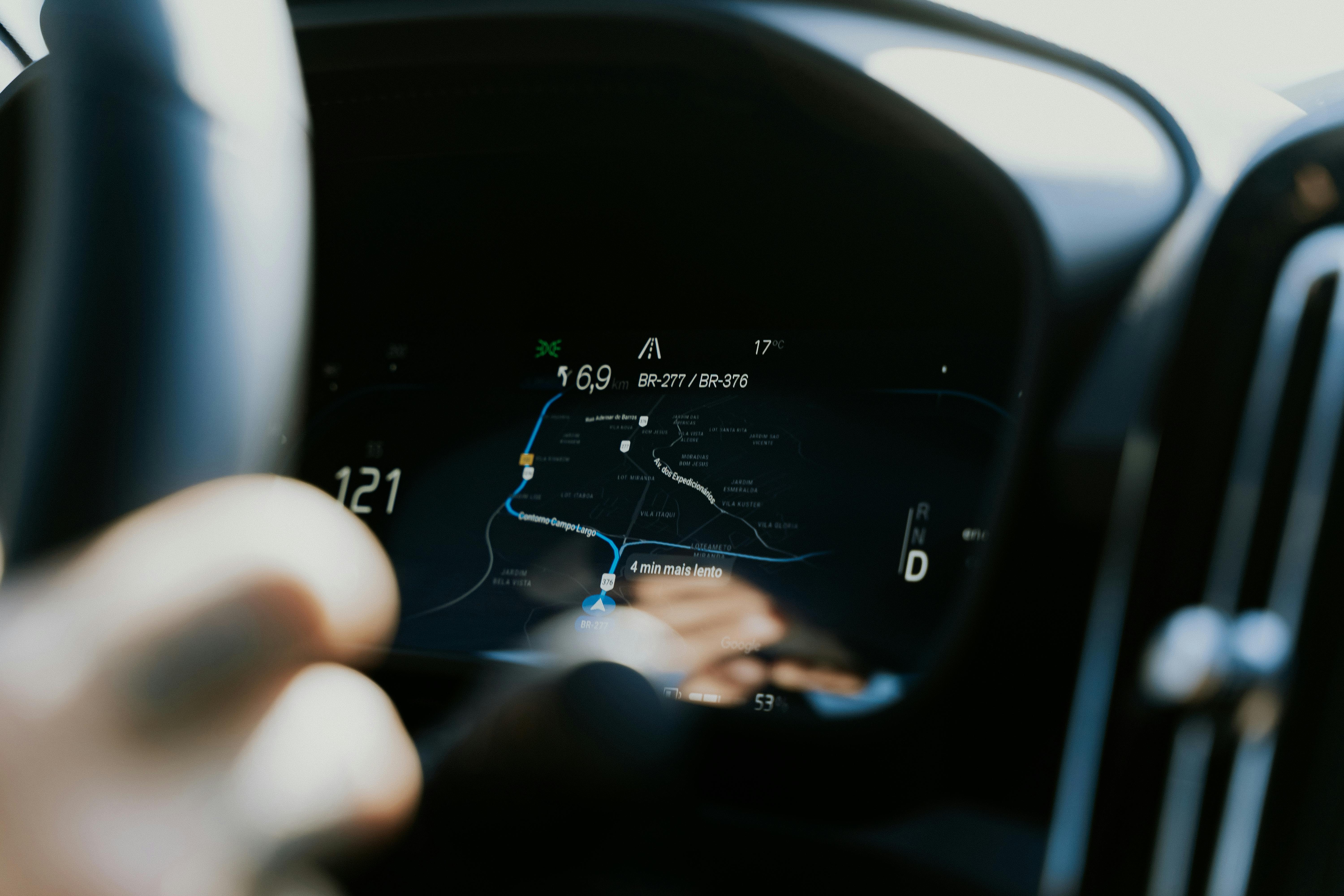 A moving truck on a route mapped by GPS and AI optimization